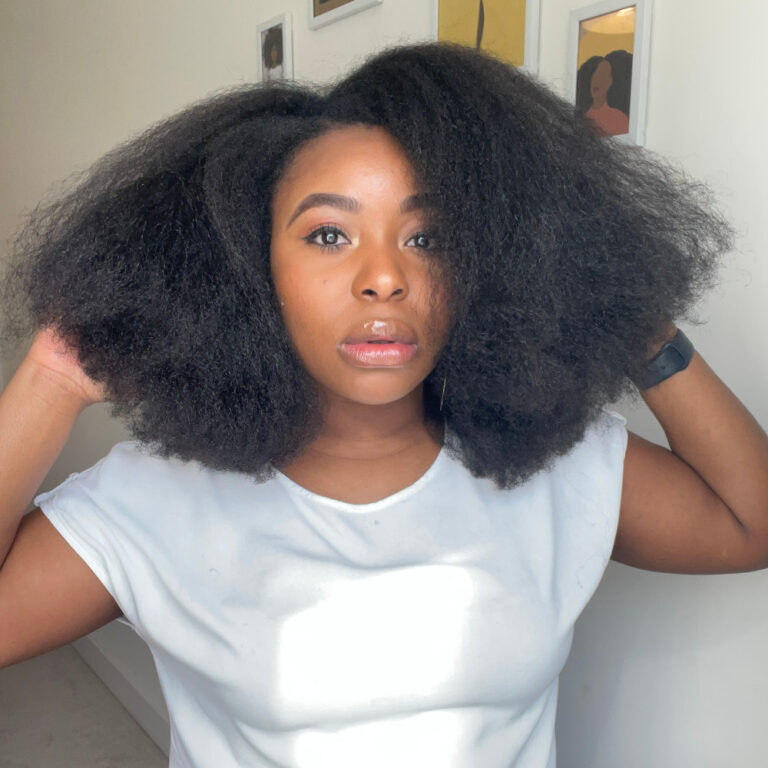 natural 4c hair stretched out