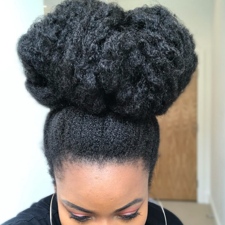 natural hair pineapple bun